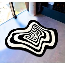 Buse Koleksiyonu Siyah Beyaz Asimetrik Detaylı Dokuma Taban Modern Dekoratif Halı BUSE49