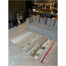 Barcelona Koleksiyonu Açık Ton Çok Renkli Karma Motifler Desen Vintage Dekoratif Halı 14