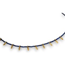 G&A Jewels Doğal Lapis Lazuli Boncuklu Kolye | Zarif 925 Ayar Gümüş & Altın Kaplama Charm'lar | Kadınlar İçin Doğal Taş Takı, Mükemmel Hediye