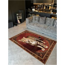 Buse Koleksiyonu Geleneksel Motifli Leopar Detaylı Desenli Dokuma Taban Modern Dekoratif Halı BUSE33