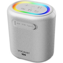 Hifuture Vocalist 100 Kablosuz Bluetooth 5.0 25W Rgb Aydınlatmalı Bt/aux/sd Kart Girişli Tws Mikrofonlu Taşınabilir Karaoke Sistemi Hoparlör Gümüş