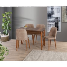 Yuvaset Home Uyar Barok Ceviz 4 Adet Havuz Salon Sandalye 75*130+30 Kelebek Açılır Masa Takımı