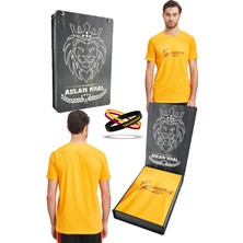 Gs Tsrt 104 Galatasaray Orijinal Lisanslı Sarı T-Shirt + Bileklik Set Hediyelik Ahşap Kutulu