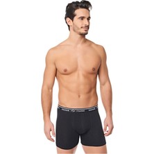 Qulat Yıldızı Erkek Siyah Likralı Pamuklu Boxer 6'lı Paket 2XL Konforlu Tasarım