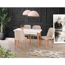 Yuvaset Home Uyar Beyaz 4 Adet Havuz Salon Sandalye 75*130+30 Kelebek Açılabilir Masa Takımı