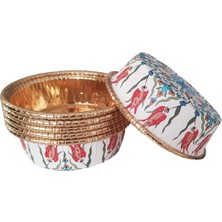 Roll-Up Premium Lale Desenli Beyaz Yuvarlak Tatlı Kase 12'li