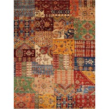 Cansu Koleksiyonu Patchwork Görünümlü Çok Renkli Dokuma Taban Modern Dekoratif Halı CANSU07