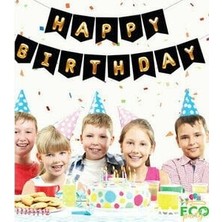 Eco Uzar Yazı ''happy Birthday'' – Siyah Zemin Gold Yazılı