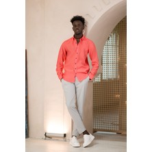 Dorss Yaka Düğmeli Yazlık Ince Tiril Tiril  %100 Modal Slimfit Gömlek