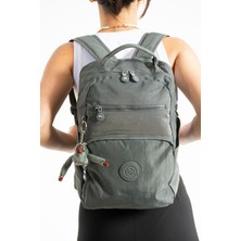Sanmorris Unisex Suya Dayanıklı Krinkıl Kumaş Çok Gözlü Orta Boy Koyu Gri Renkli Laptop Okul ve Sırt Çantası