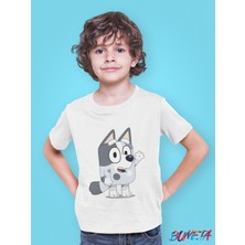 Bumeta Bluey Sevimli Köpek Kardeşler Mackenzie Çocuk Tişört T-Shirt