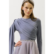 Taşlı Abiye Kemer Gümüş