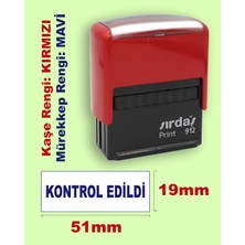 Kontrol Edildi Kaşesi, 912 (51mm*19 mm) Mavi Keçeli Kırmızı Otomatik Kaşe