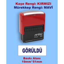 Görüldü Kaşesi, 912 (51mm*19 mm) Mavi Keçeli Kırmızı Otomatik Kaşe