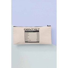 Dentist Nutrition Facts Diş Hekimi Baskılı Bez Makyaj Çantası Kalemlik Cüzdan