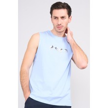 Çetinkaya Chester Polo 3831 Bisiklet Yaka 30/1 Penye Regular Baskılı Atlet Açık Mavi