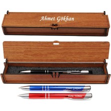 Kişiye Özel Ahşap Kutulu Isme Özel Metal Tükenmez Kalem Hediyelik