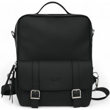 Paftalı Deri Unisex Sırt Çantası – Orta Boy, Kapaklı Tokalı, Laptop Uyumlu – 38X26X6 cm