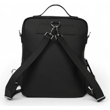 Paftalı Deri Unisex Sırt Çantası – Orta Boy, Kapaklı Tokalı, Laptop Uyumlu – 38X26X6 cm