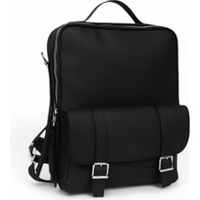 Paftalı Deri Unisex Sırt Çantası – Orta Boy, Kapaklı Tokalı, Laptop Uyumlu – 38X26X6 cm