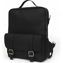 Paftalı Deri Unisex Sırt Çantası – Orta Boy, Kapaklı Tokalı, Laptop Uyumlu – 38X26X6 cm