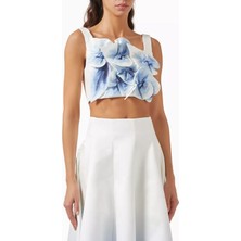 Cragiburne Floral Appliqué Bluz, Ivory, Midnight