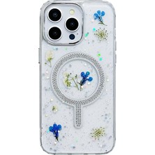 iPhone 14 Pro Max Flower Magsafe Kapak - Krem - KA7352-7471