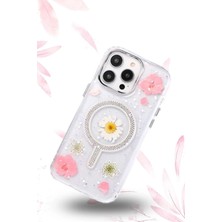 iPhone 14 Pro Max Flower Magsafe Kapak - Krem - KA7352-7471