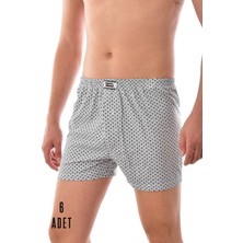Erkek Gri 6 Adet Seher Pamuklu Desenli Asorti Boxer