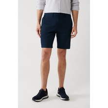 AVVA Erkek Lacivert Relaxed Fit Esnek Patara Chino Kanvas Şort B003730