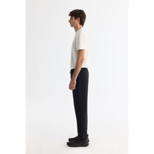 AVVA Erkek Siyah Relaxed Fit Yandan Cepli Beli Lastikli Bağcıklı Duble Paça Jogger Pantolon E003000