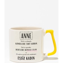 "eşsiz Kadın Anne" Anlamlı Anneye Doğum Günü Hediye Sarı Kulplu Kupa Bardak