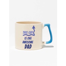 This Guy Is One Awesome Dad Baskılı | Babalar Günü Hediyelik | Mavi Kulplu Modern Seramik Kupa