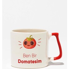 Ben Bir Domatesim Baskılı Baskılı Kırmızı Kulplu Modern Seramik Kupa