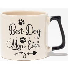 Best Dog Mom Ever No:2 Baskılı Anneler Günü Hediyelik Siyah Kulplu Modern Seramik Kupa