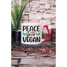 Peace Love Vegan Baskılı Hediyelik Kulplu Kupa Bardak