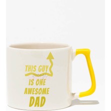 This Guy Is One Awesome Dad Baskılı | Babalar Günü Hediyelik | Sarı Kulplu Modern Seramik Kupa