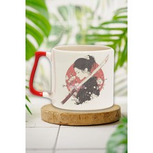 Samuray Kızı 1 Baskılı Japon Savaşçı Anime Manga Doğum Günü Hediye Kırmızı Kulplu Kupa Bardak