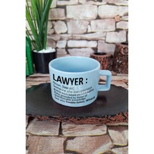 Lawyer Noun Baskılı Avukat Mesleği Tanımı Hukuk Terimi Kare Kulplu Fincan Mavi Kupa Bardak