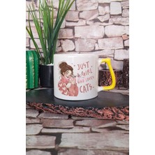 Just A Girl Who Loves Cats Temalı Kedi Aşığı Kız Hediyelik Kulplu Kupa Bardak