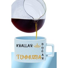 Krallar Bu Ayda Doğar Baskılı Eş Sevgili Baba Özel Gün Hediyelik Dikdörtgen Kulp Pastel Mavi Fincan