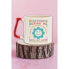 "dear Person Behind Me..." Iyi Dilekler Pozitif Doğum Günü Hediye Kırmızı Kulplu Kupa Bardak