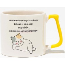 Belki Ölürüm Halletmeme Gerek Kalmaz Komik Hediyelik Baskılı Sarı Kulplu Modern Seramik Kupa