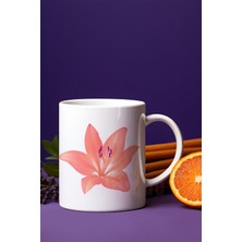 Renkli Zambak Çiçek Baskılı Hediyelik Beyaz Kupa Bardak