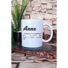 Anne Kelime Anlamı Anneler Özel Hediyelik Baskılı Çay Kahve Sunum Kupa Bardak