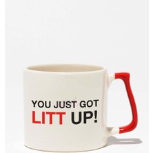 Suits You Just Got Litt Up Baskılı Kırmızı Kulplu Modern Seramik Kupa