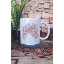 Fiyonk ve Çiçek Temalı No: 3 Hediyelik Baskılı Çay Kahve Sunum Kupa Bardak