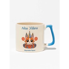 Doğum Günü Isme Özel Kişiselleştirilebilir Hediyelik Baskılı Mavi Kulplu Modern Seramik Kupa