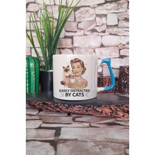 Kedi Komik Esprili Kedisever Kedi Sahibi Eğlenceli Hediyelik Kulplu Kupa Bardak