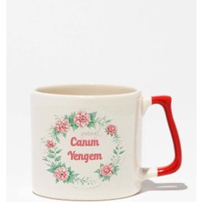 Canım Yengem Baskılı Doğum Günü Hediyelik Baskılı Kırmızı Kulplu Modern Seramik Kupa